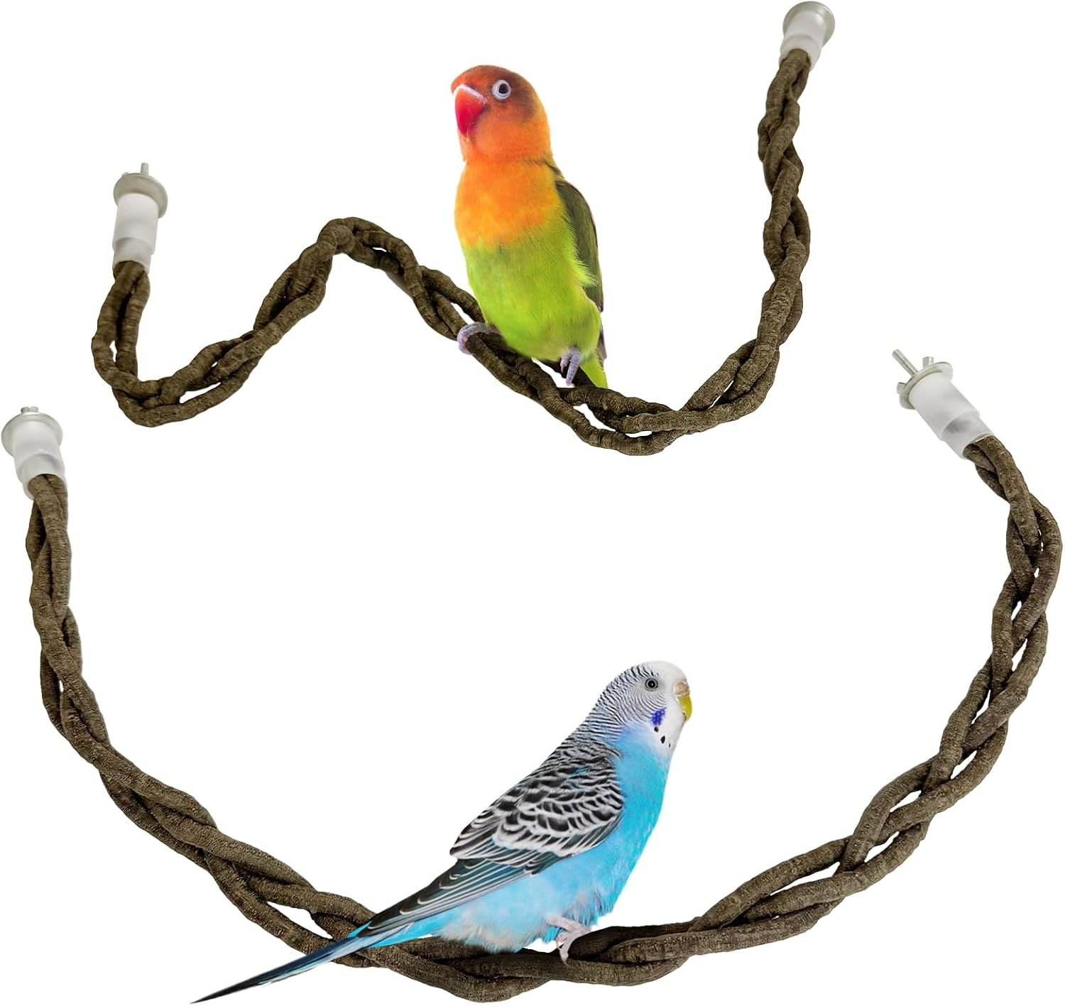 27.6In Bendable Artificial Vine Bird Perch 2PCS Rope Perch for Parrots Flexible PE Bird Cage Stand Climbing Toy for Cockatiel Conure Budgies Parakeet and Other Small to Medium Birds