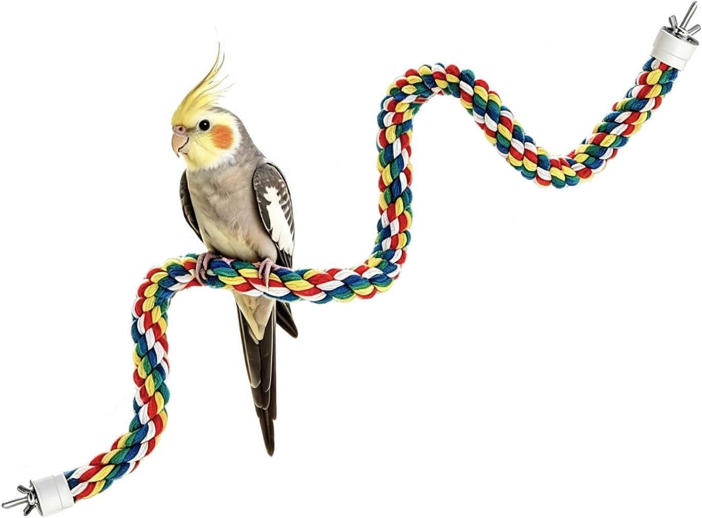 31.5” Bendable Climbing Bird Rope Perch for Cage, Metal Nut