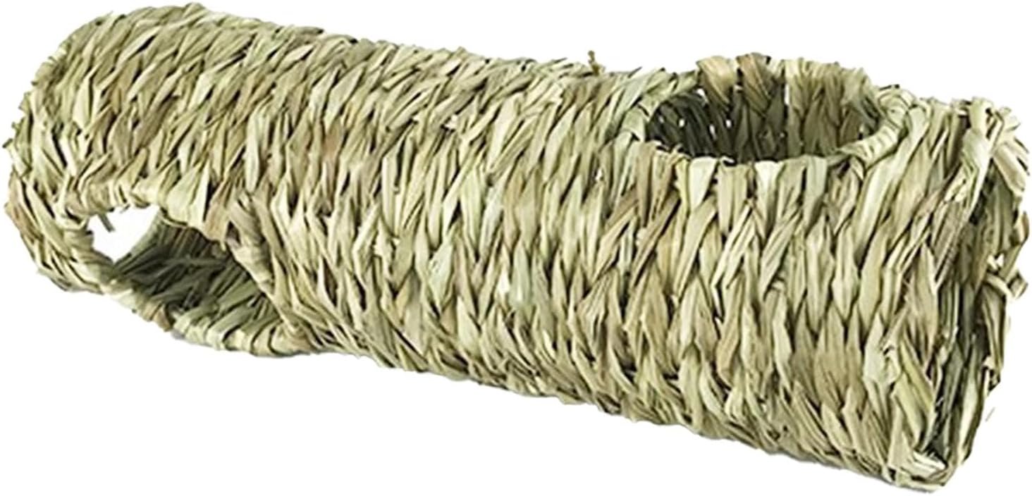Interactive Grass Tunnel for Small Pets, 50×16 cm Handwoven Hideaway Toy for Hamsters and Rats