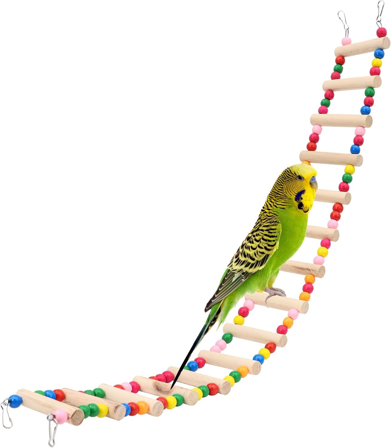 15-Step Bird Ladder Bridge,28.74 x 3.15 inch Raw Wood and Edible Dye