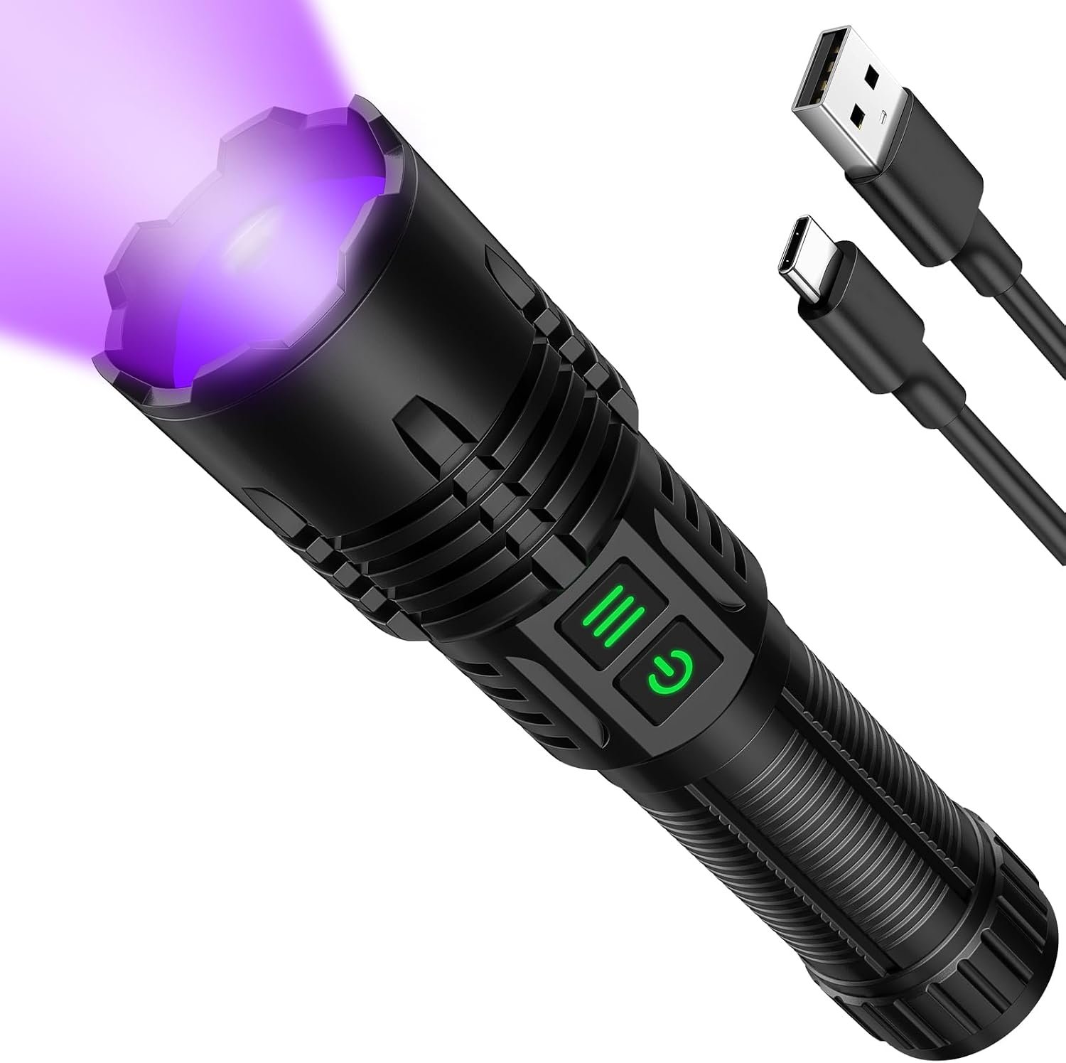 Hoxida UV Flashlight,Blacklight 2-in-1 White Light,for Pet Urine,Black