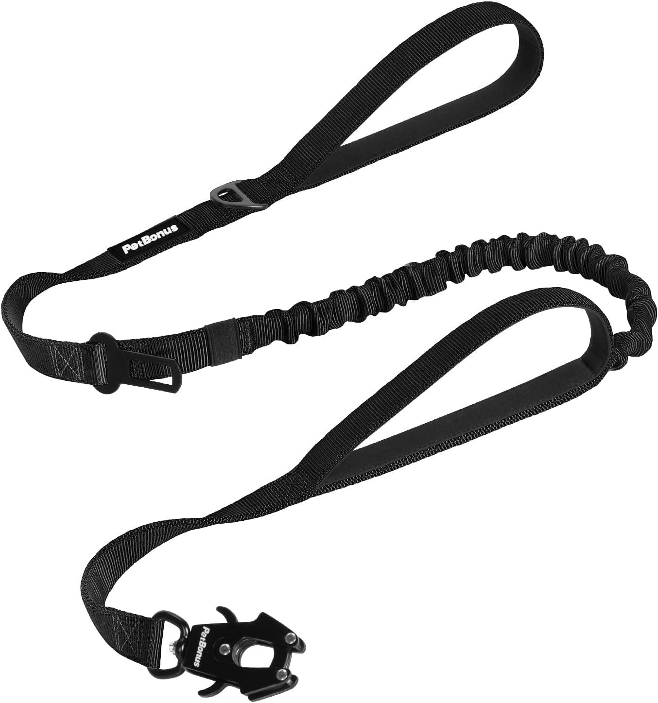 PetBonus Heavy Duty Tactical Dog Leash, 5FT Bungee Shock Absorption Leash