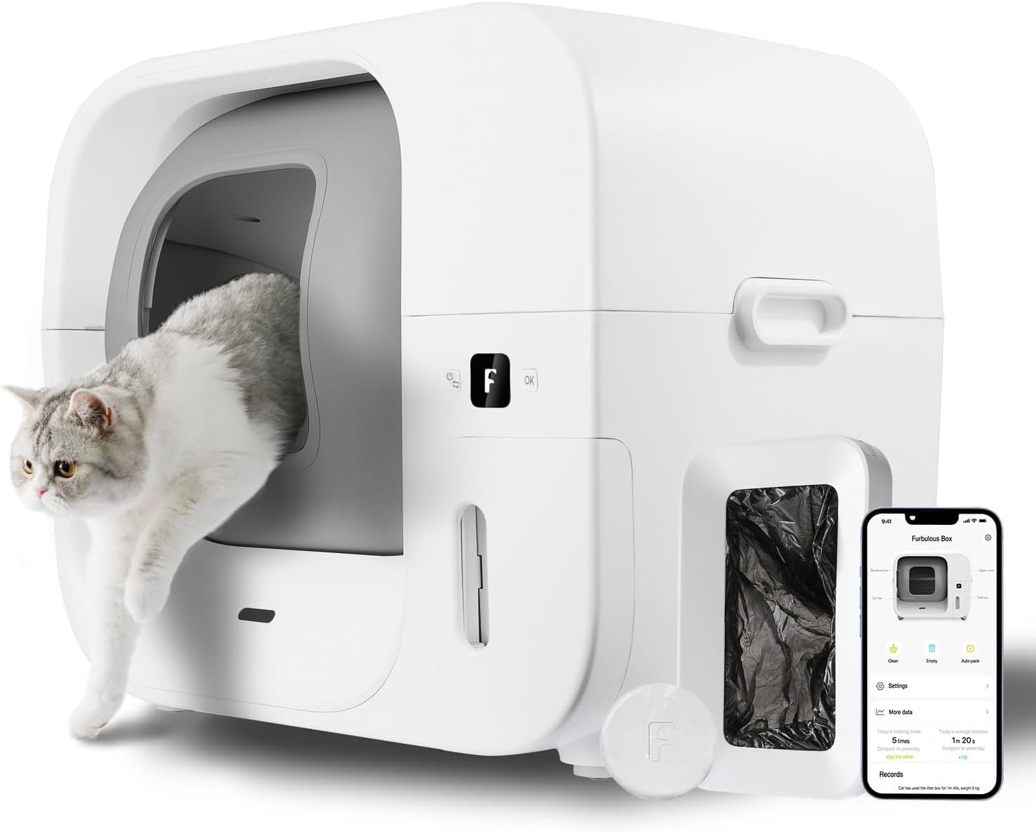 Furbulous True Odor-Free Self Cleaning and Self-Packing Cat Litter Box