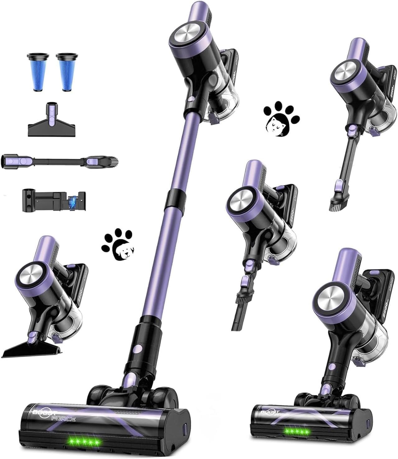 Cordless Vacuum Cleaner, 55KPa/65Mins 8 in 1 Self-Standing Stick Vacuum