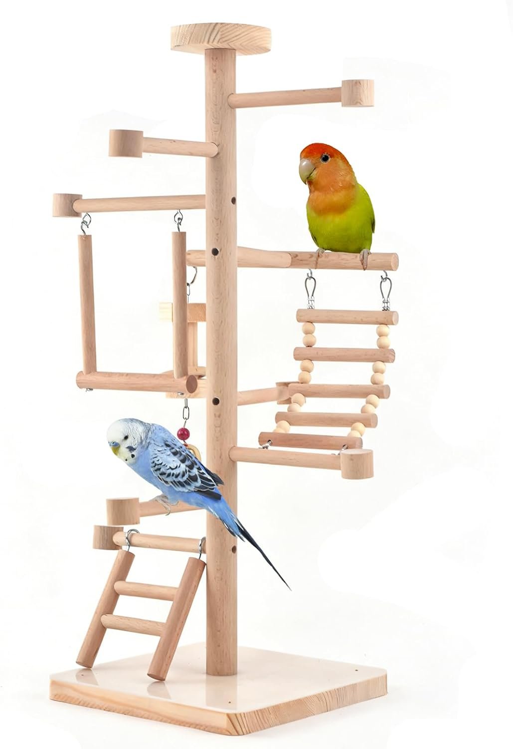 Wood Bird Playstand with Perch Swing Ladder Chewing Toy,Parakeet Playground