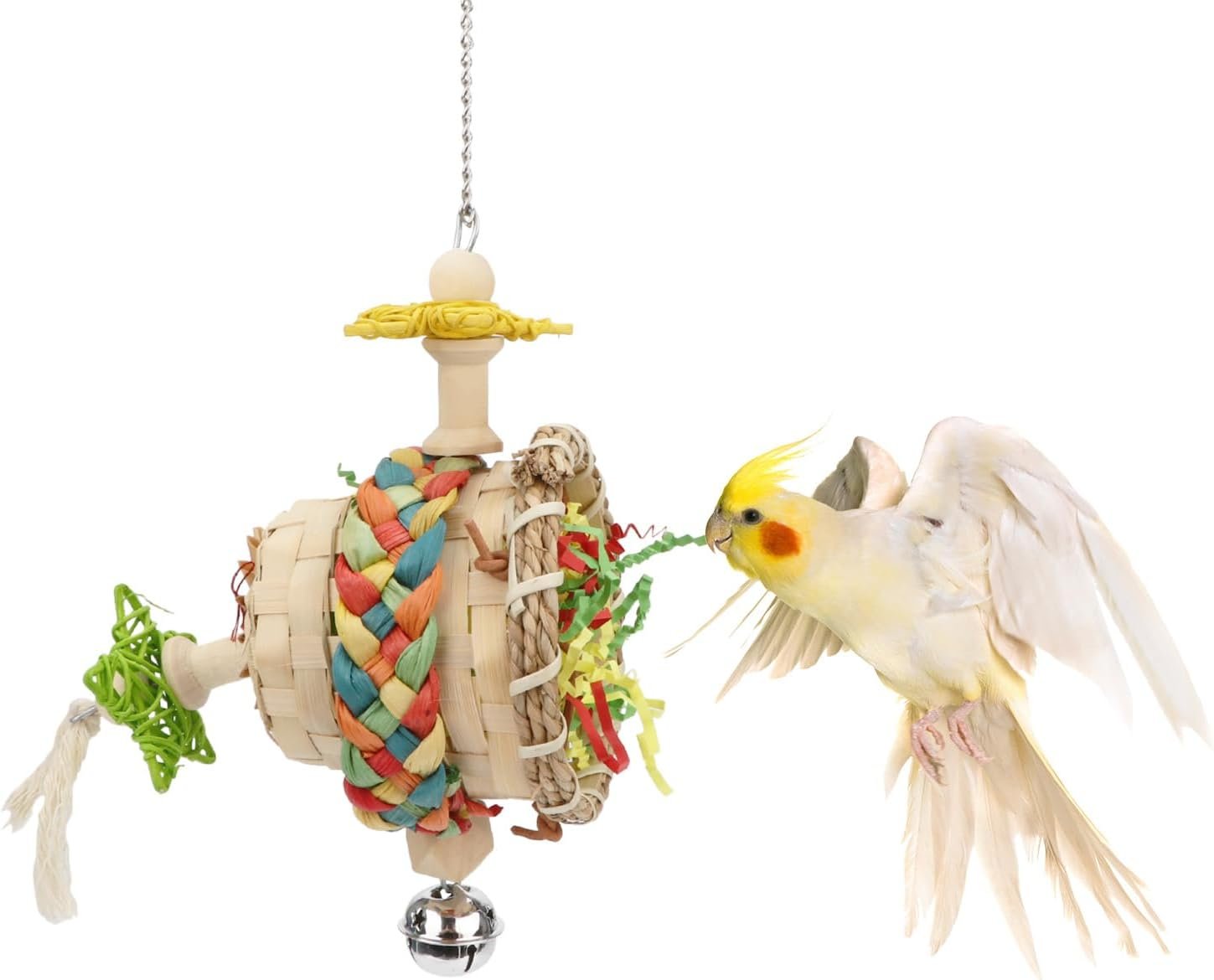 Hypeety Bird Foraging Toys Natural Seagrass Woven Hanging Shredder for Cage