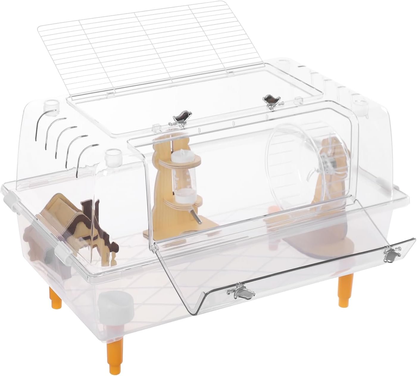 Large Acrylic Transparent Hamster Cage, 24″ x 15″ x 13″ Deluxe Rat Cage with Complete Set of Accessories, for Guinea Pig, Hedgehog, Bird, Gerbils, for Home, DIY