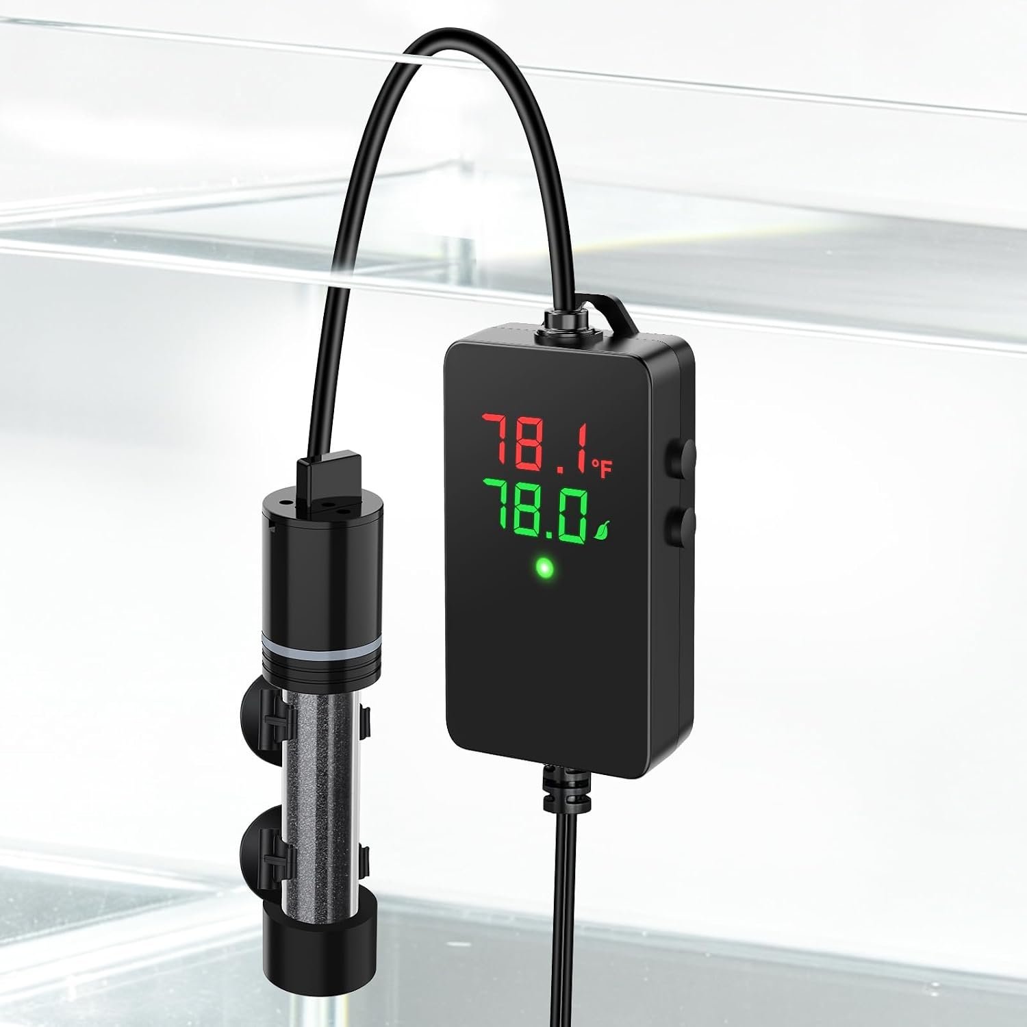 hygger ECO Precise 50W Aquarium Heater Submersible, for 5-10 Gallon Fish Tank, ±0.5℃ Dual Probe Controller, Overheat & Dry-Run Protection for Freshwater & Saltwater