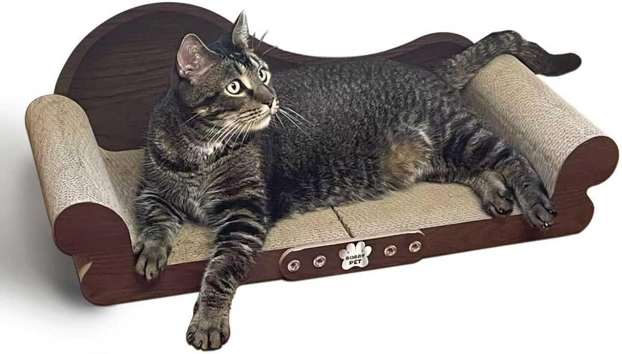 Cat Scratcher Sofa – 26″ Cat Scratcher Lounge for Indoor Cats, Long Lasting Scratching Pads, Furniture Protector