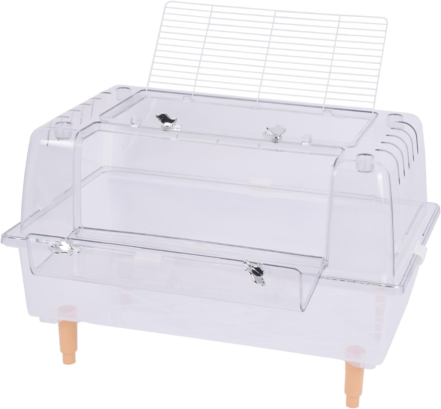 Doppy Acrylic Hamster Cage, 23.6x15x15.7 Clear Transparent Hamster Cage with 360° View & Dual Ventilation Doors, Chewproof Detachable Enclosure for Syrian Dwarf Gerbils Hedgehogs Indoor