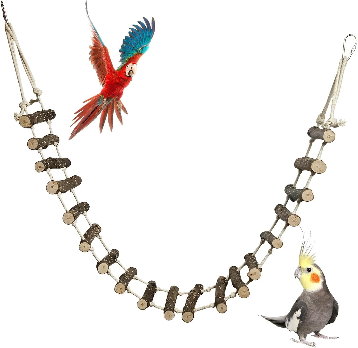 BNOSDM Bird Ladder for Cage Wooden Rope Perch Climbing Chewing Toys 39.4in