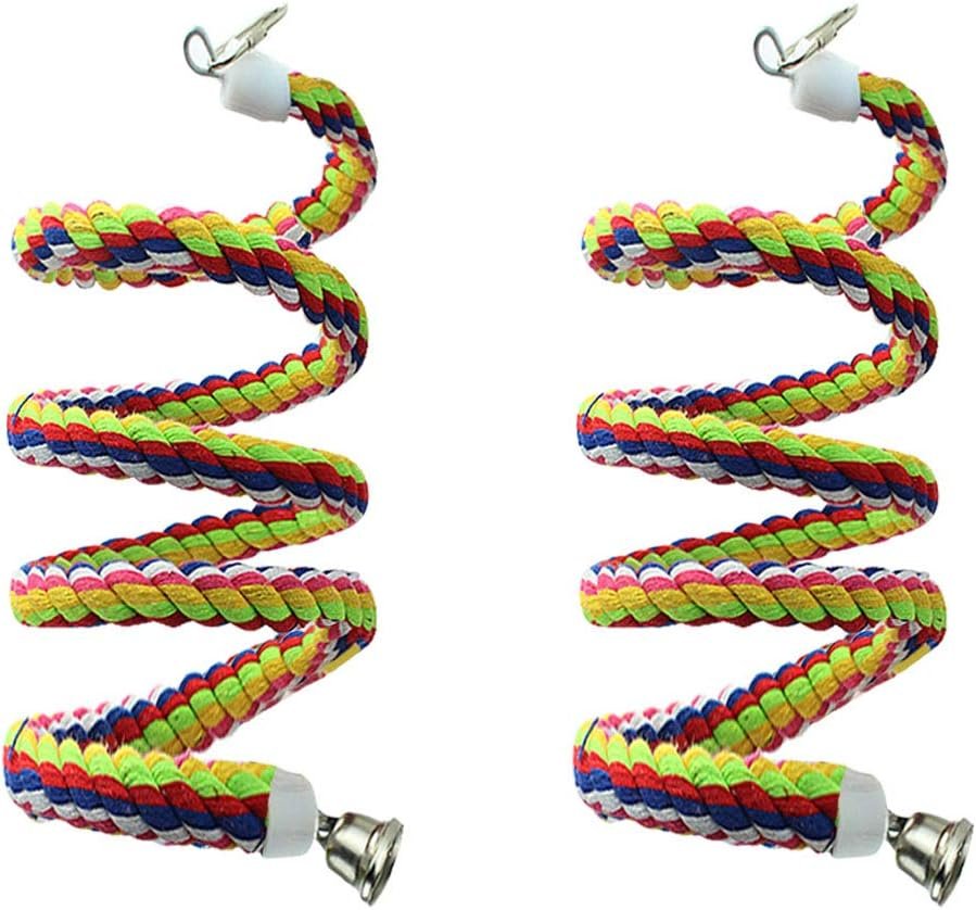 2pcs 63in Bird Perch Rope Bungee Bird Toy Pure Natural Parrot Cage Parrot Chewing Toy