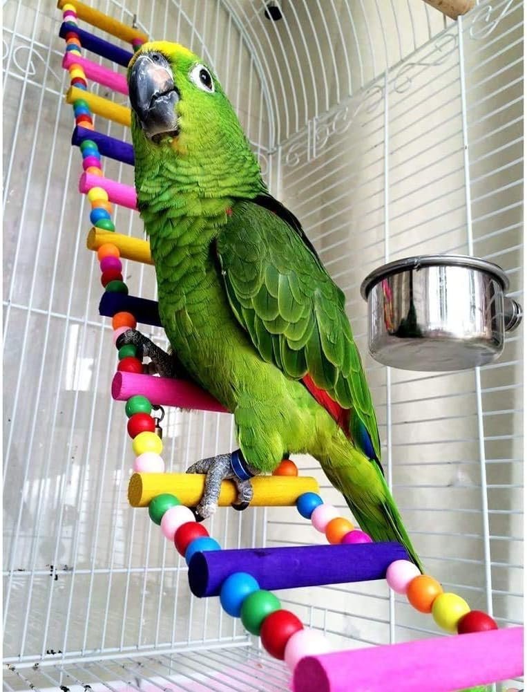 Litewoo Wood Bird Ladder Bridge, Climbing Parrot Swing for Cage