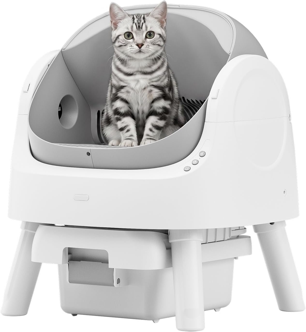 Self Cleaning Cat Litter Box, Automatic Litter Box for Multiple Cats, Integrated Safety Protection with Open-Top Design