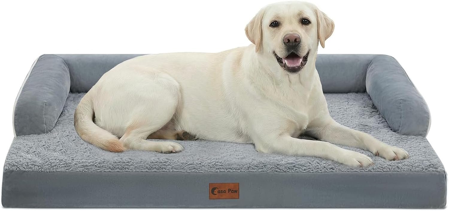 Orthopedic Washable Dog Bed for Extra Large Dogs, 45x35in, Grey