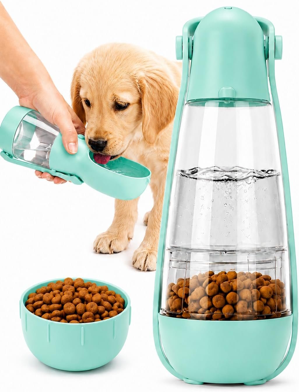Dog Water Bottle Portable Travel Water Bottle for Dogs with Food Container