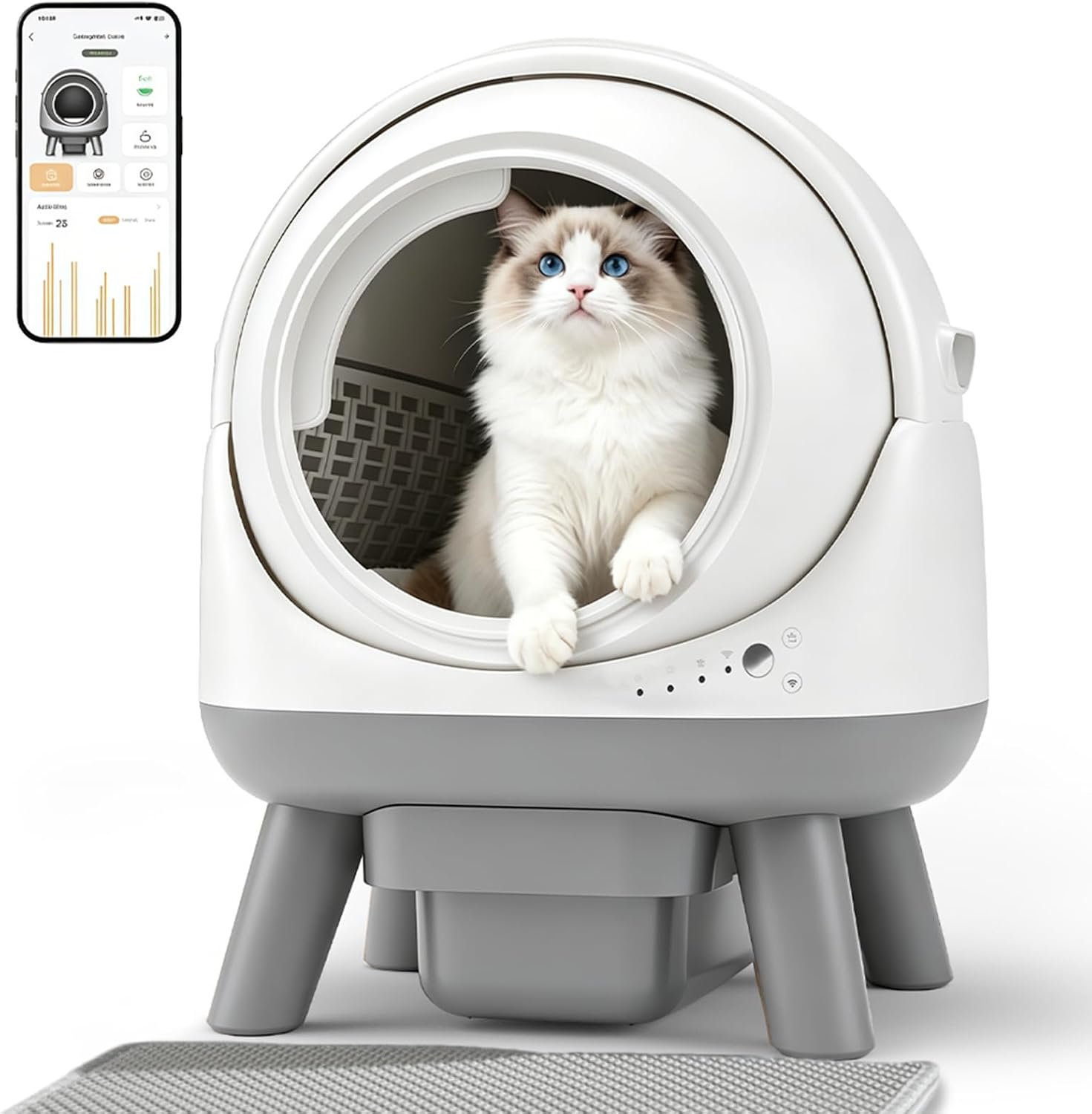Self-Cleaning Litter Box, Automatic Cat Litter Box for Multiple Cats