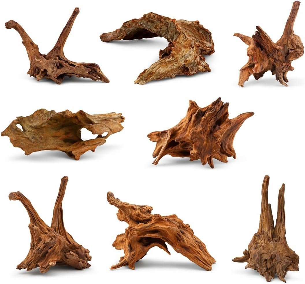 Azil Natural Driftwood 9”-12” (2 Pieces) – Perfect Aquarium Decoration for Fish Tanks, Freshwater Aquariums, Terrariums, Aquascaping, Hardscaping, Aquatic Plants