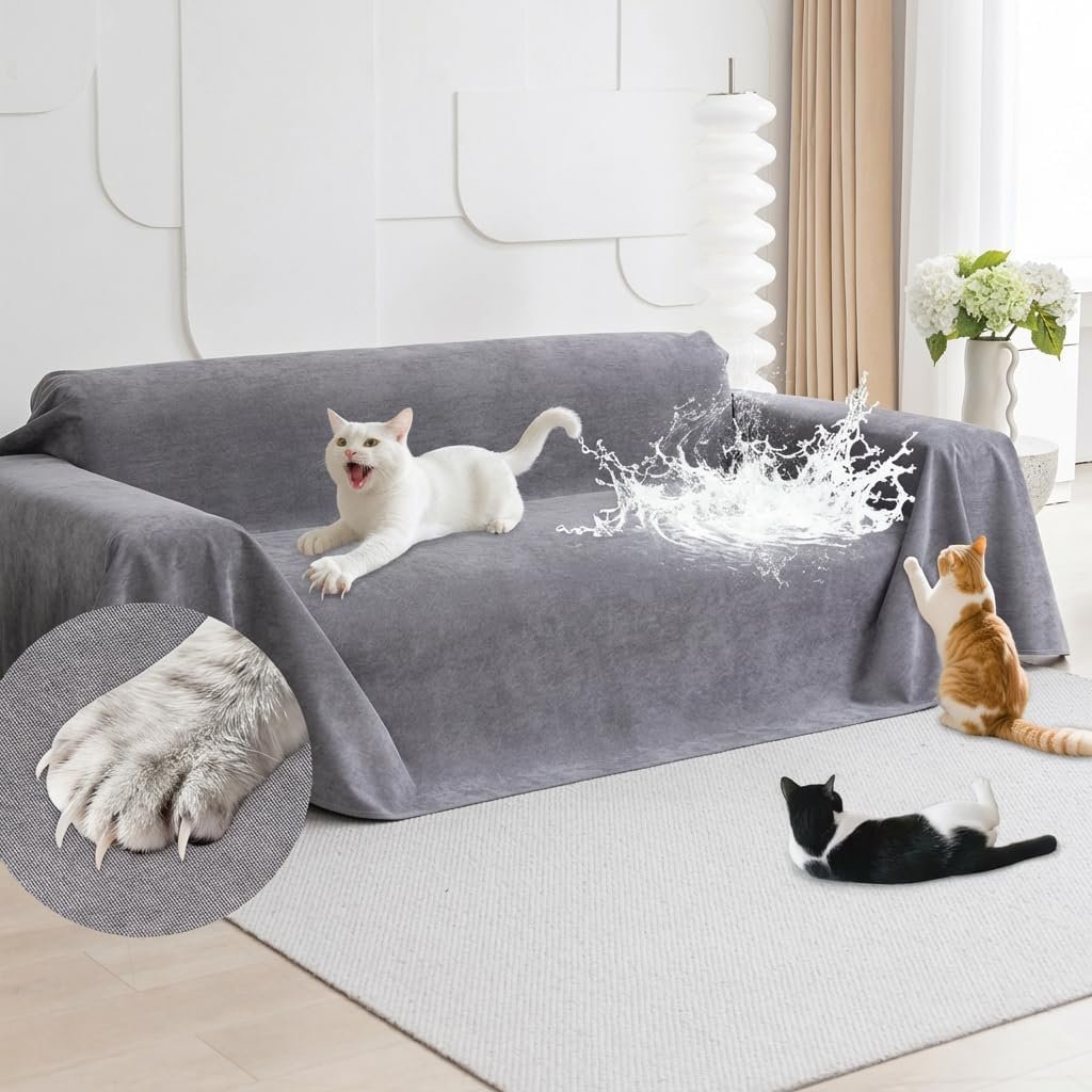Loiion Cat Scratch Proof Furniture Protector Waterproof Sofa Cover 118″x71″