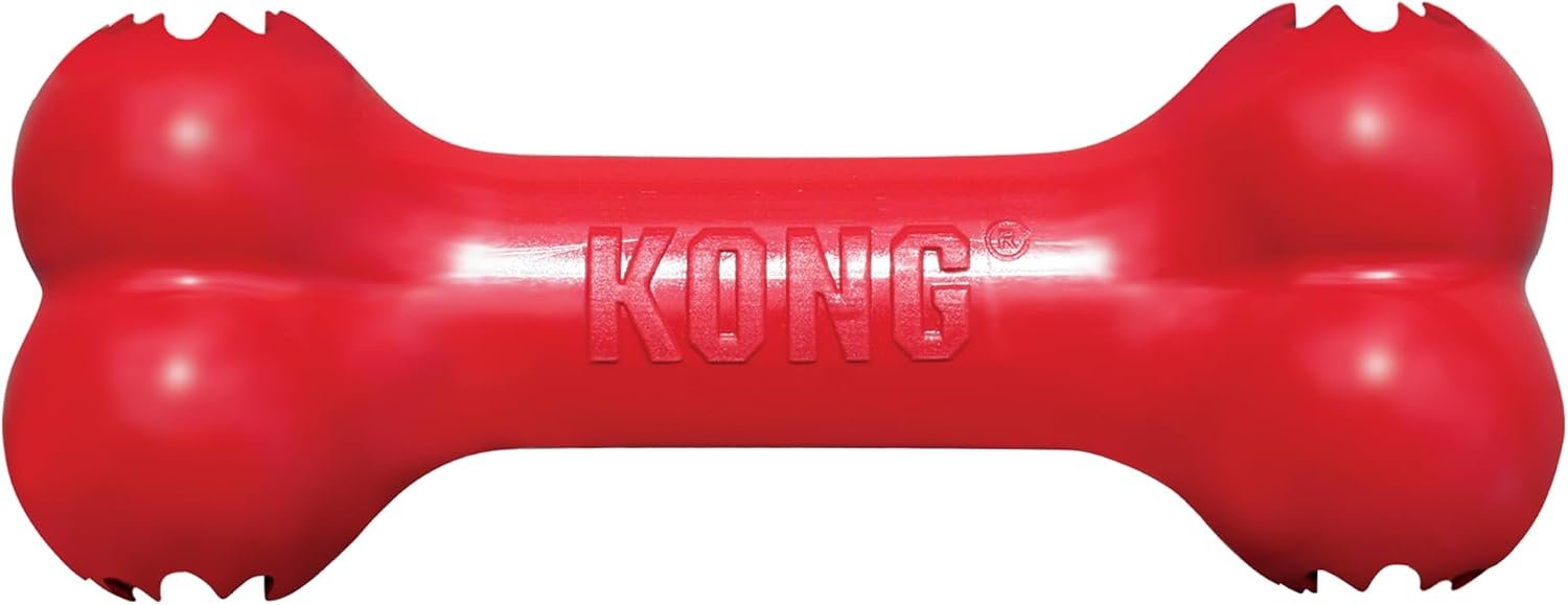 KONG Goodie Bone, Natural Rubber Treat-Dispensing Toy, Red, for Medium Dogs