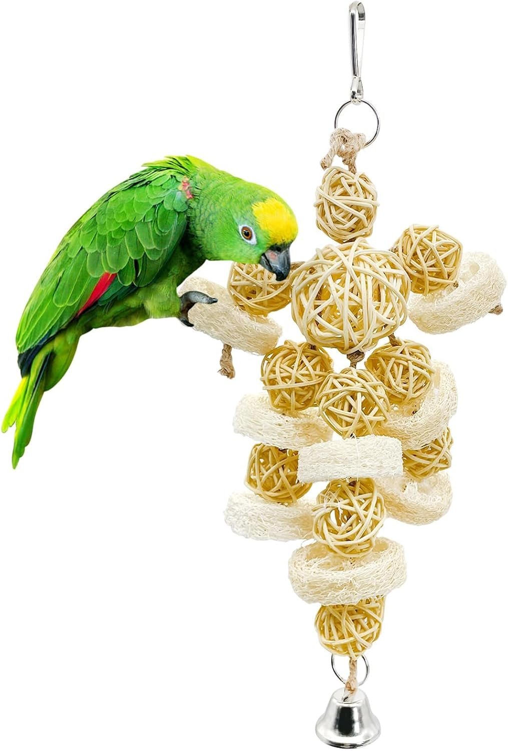 Hamiledyi Bird Foraging Toy Hanging Bird Chew Toys Shredder Parrot Cage Toy