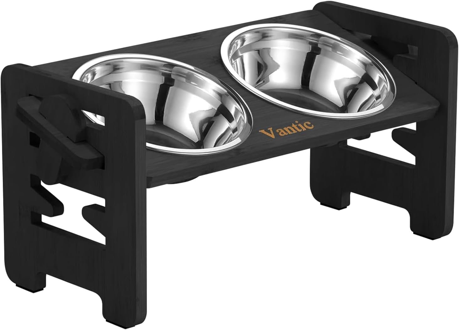 Vantic Elevated Dog Bowls, Raised Dog Bowl Stand Adjustable Small, Black