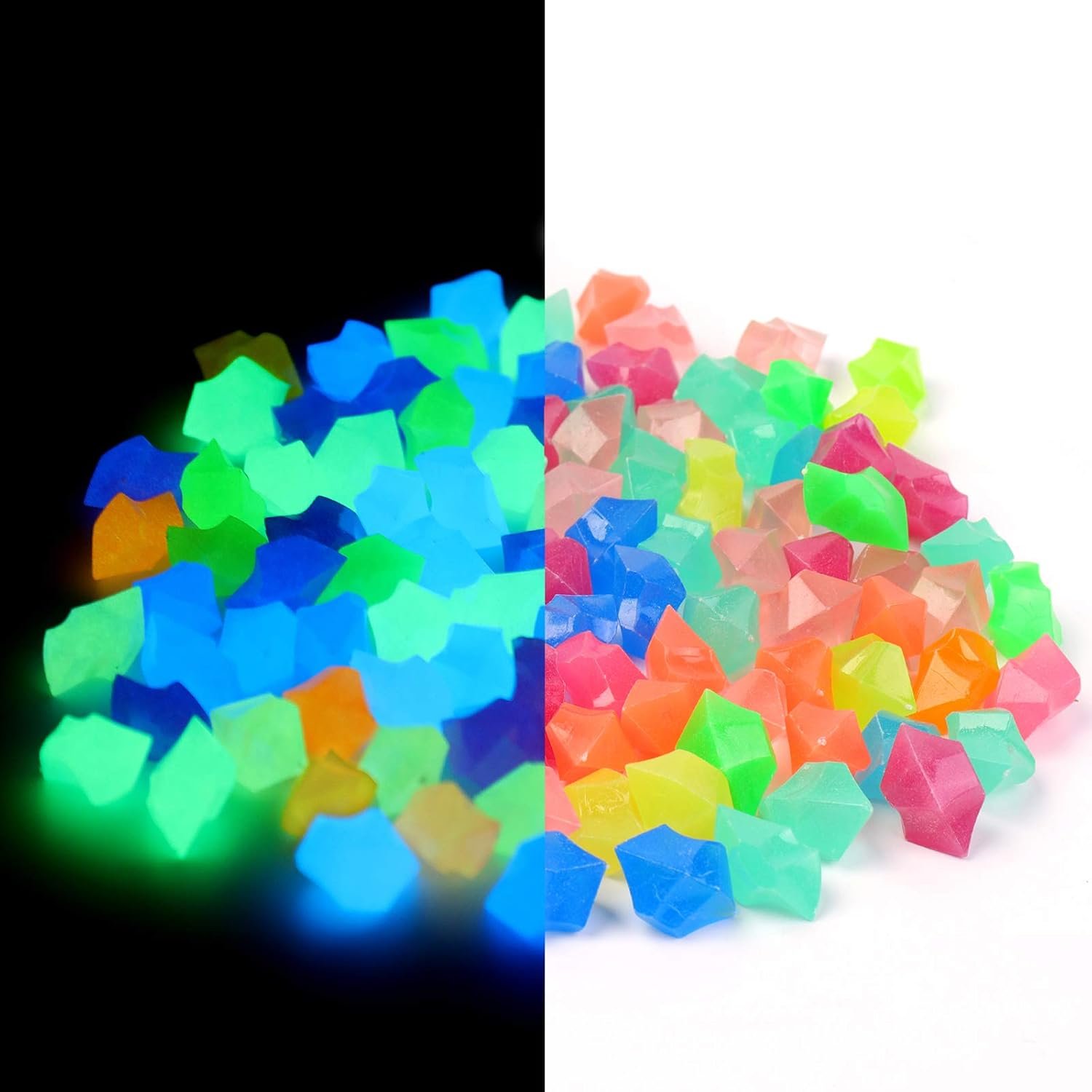 Oubest Fish Tank Decorations Rocks Little Glow in the Dark Aquarium Stones Fish Turtle Tank Pebbles Gravel Garden Rocks 300Pc 1.4cm