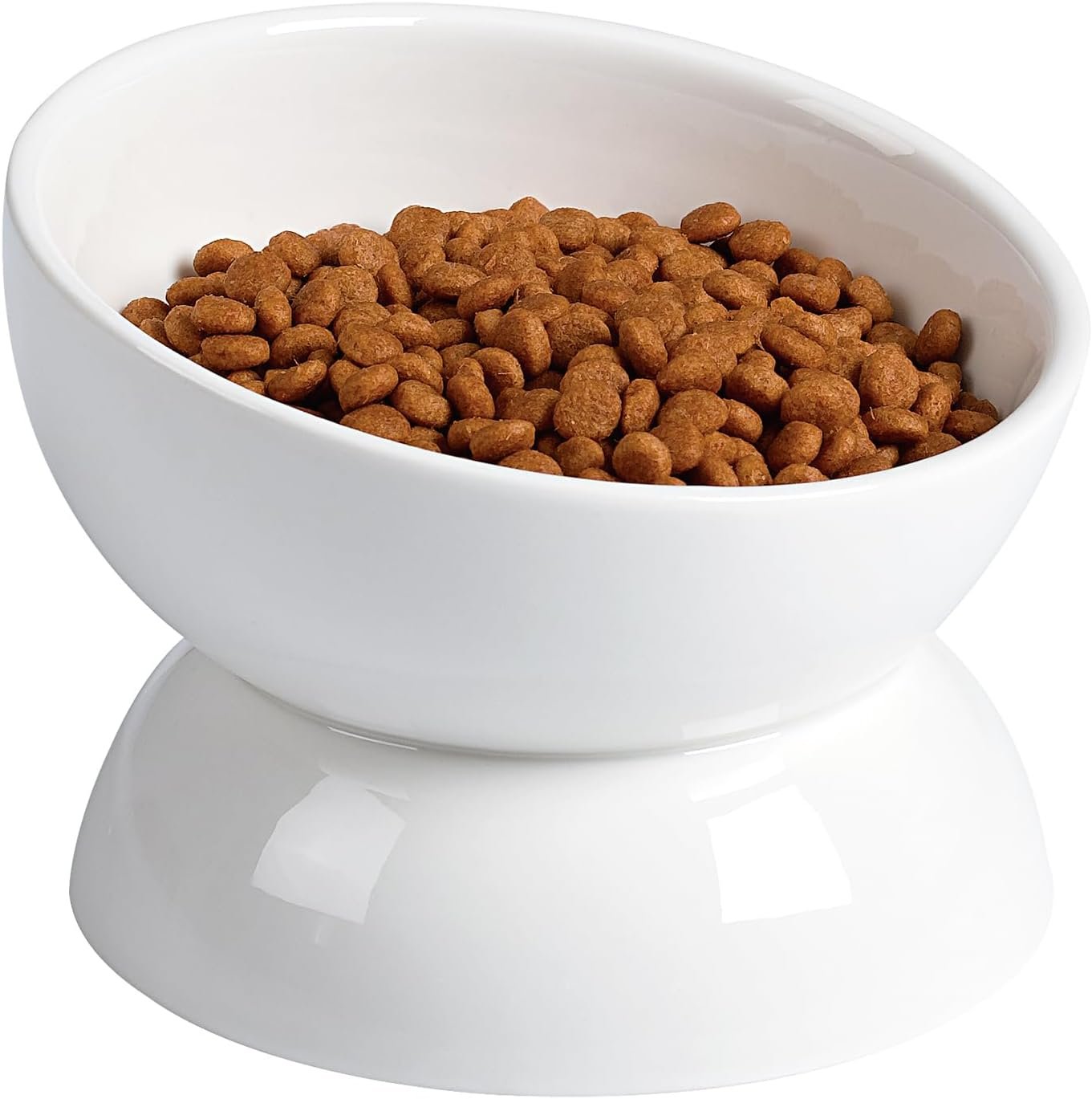 ABRUTY Cat Water Bowl, 16 OZ Ceramic Elevated Cat Bowls, 15° Tilted and Raised Pet Food Dish, Anti Vomiting Protect Pets’ Spines and Whisker Fatigue