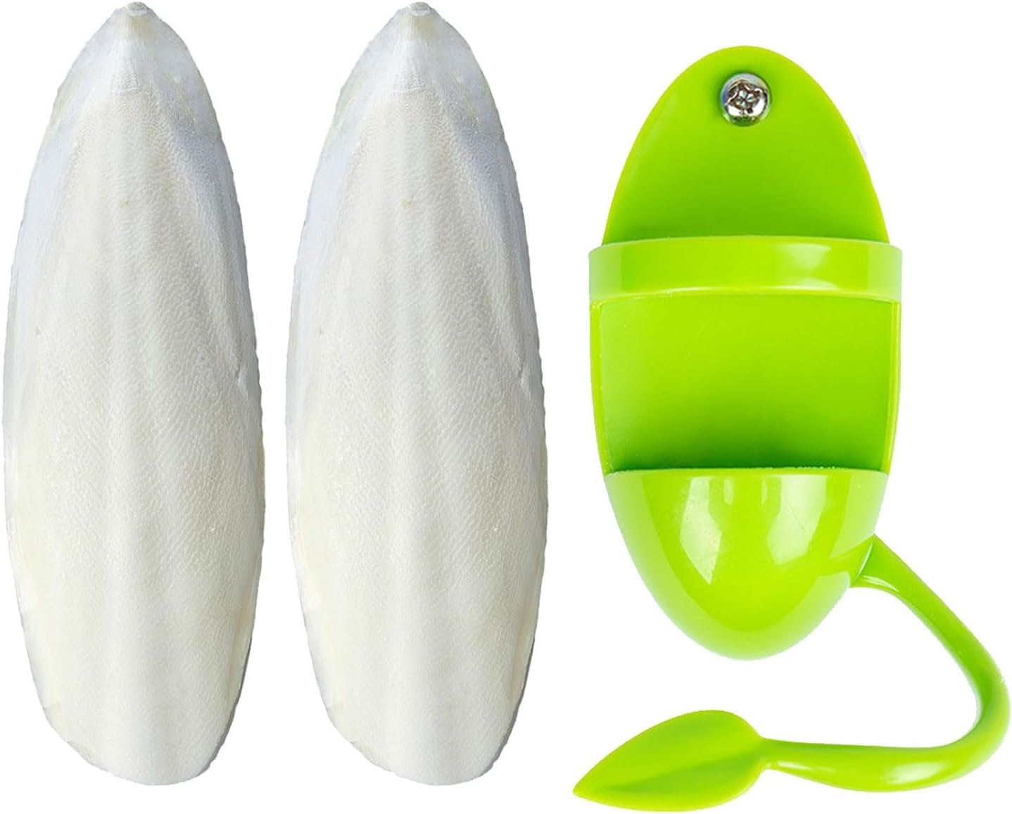 2 Pack Cuttlebone with 3 in 1 Food Holder, Natural Cuddle Bones for All Pet Birds Cockatiels Parakeets Budgies Finches(5.5~6 Inch, Midium Size)