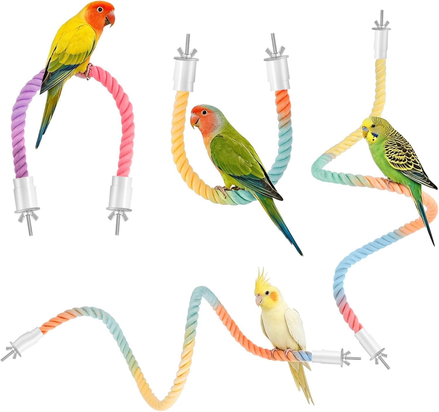 4 Pcs Bendable Bird Perches, Cotton Climbing Rope Perches for Bird Cages