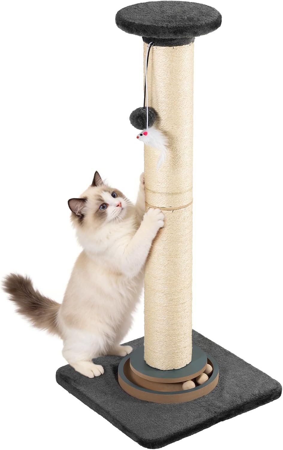 35″ Cat Scratching Post, Extra-Thick Natural Sisal Scratcher Post