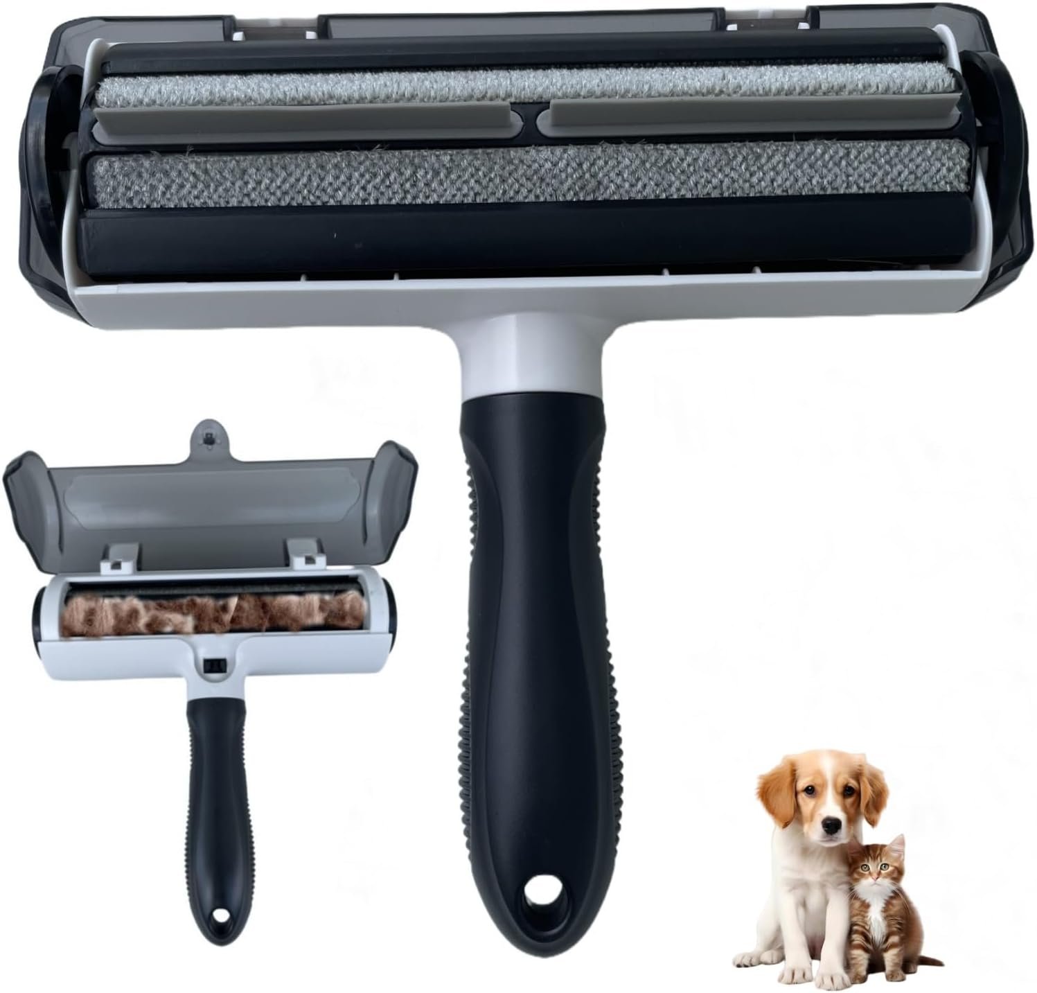 Roller Pet Hair Remover Lint Brush with Self-Cleaning Fur Bin