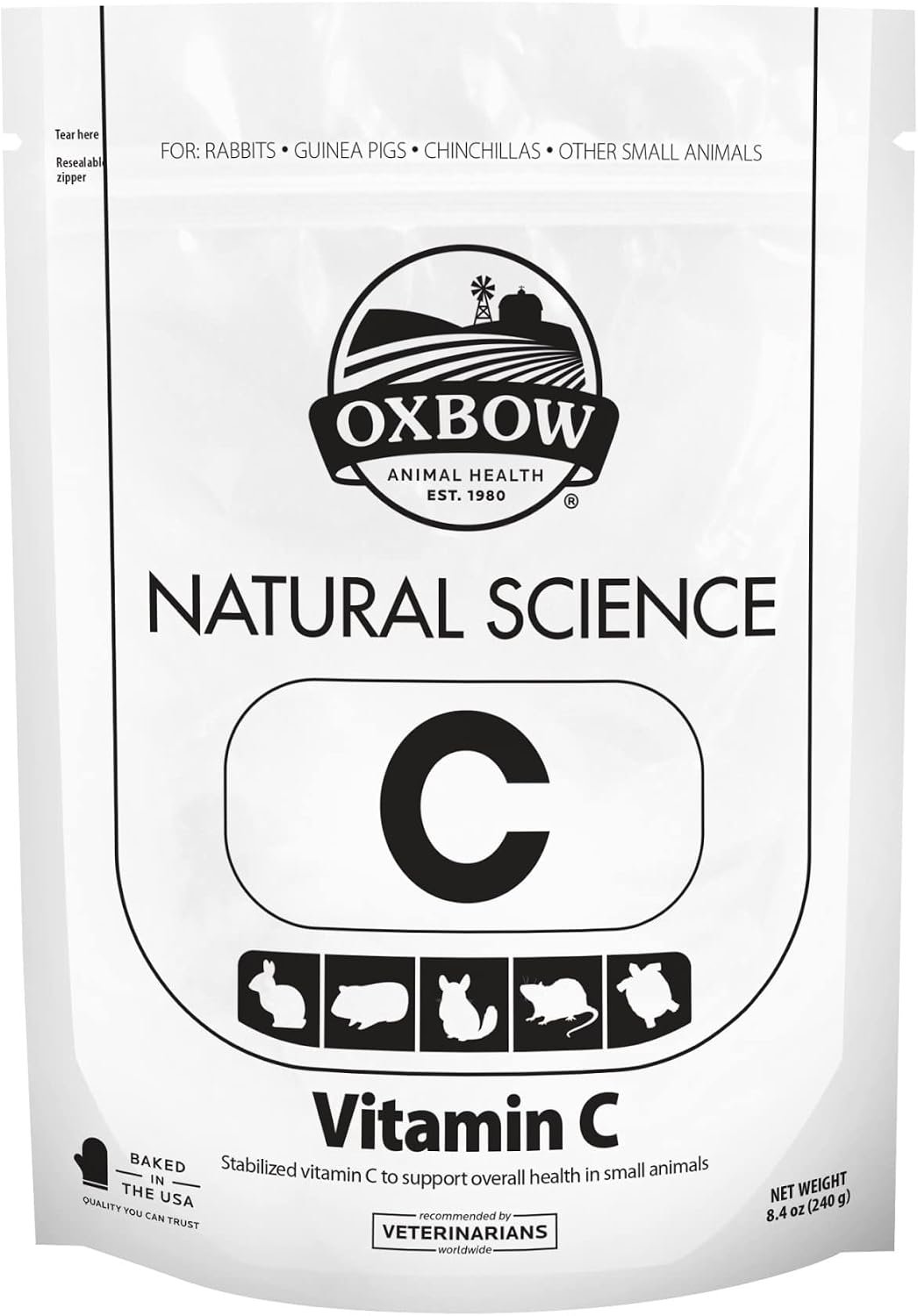 Oxbow Natural Science Guinea Pig Vitamin C Supplement, Timothy Hay, 8.4 oz