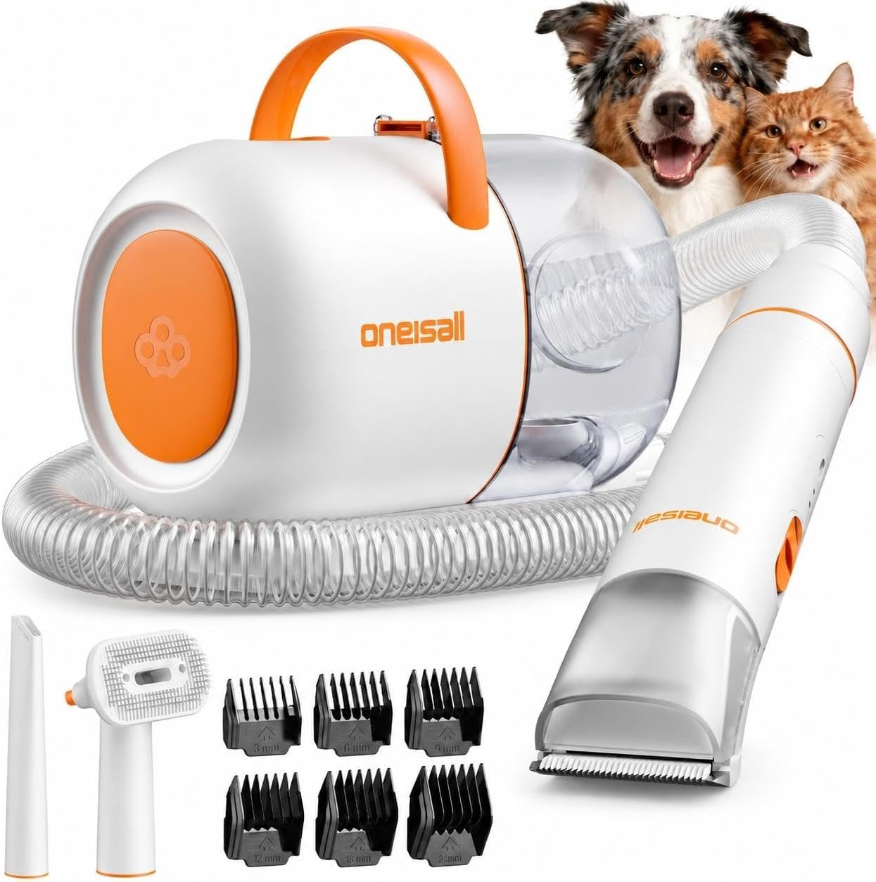 oneisall Dog Grooming Vacuum with Clippers & 15000Pa