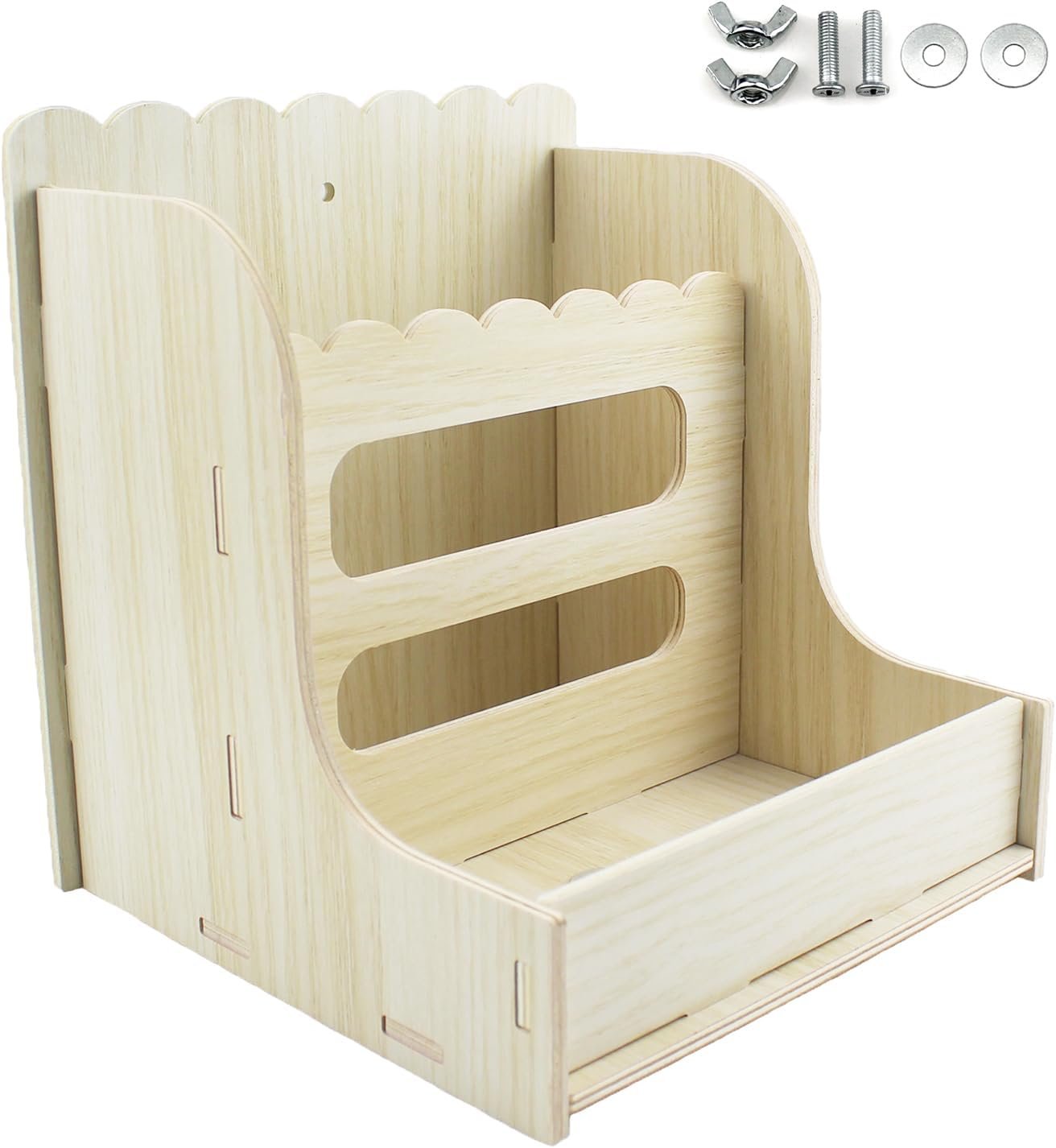 Amonk Wood Guinea Pig Hay Feeder for Cage 7x7x8in Including Mounting Screws