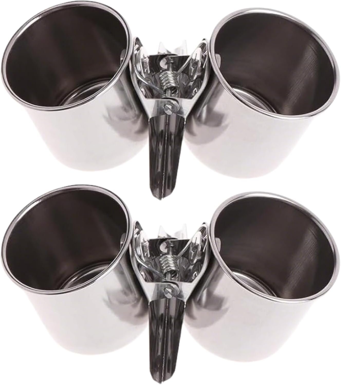 2 PCS Stainless Steel Bird Bowls with Clamp
