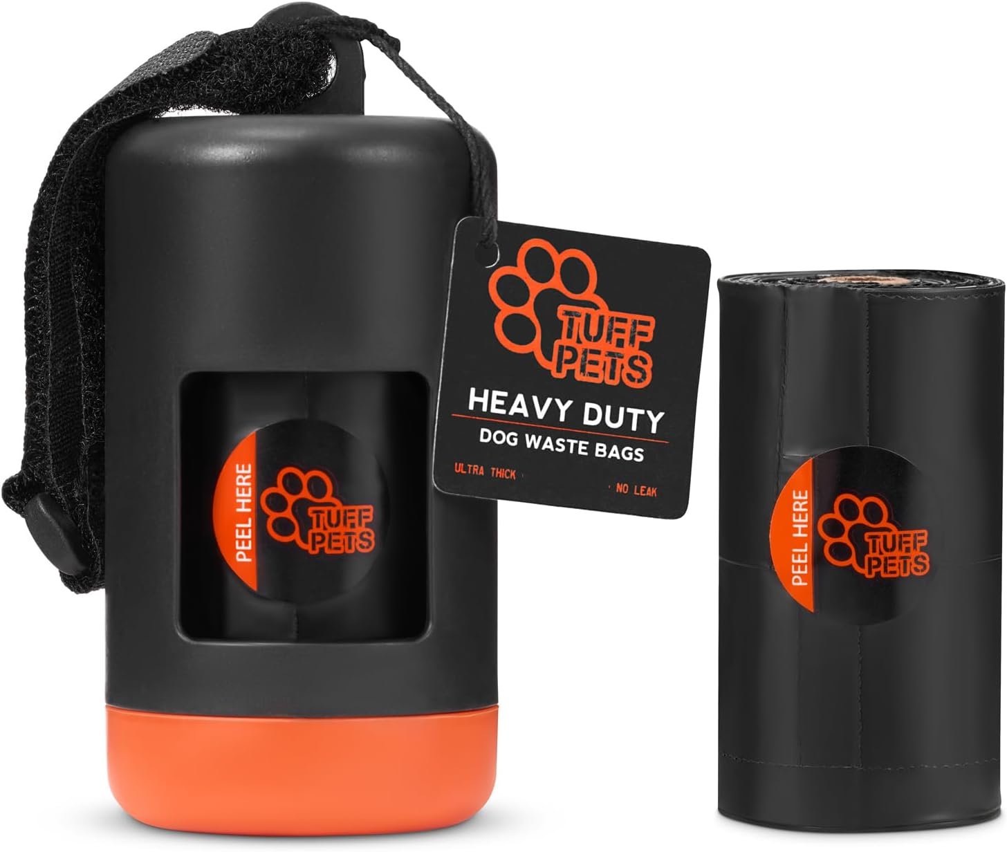 Tuff Pets Dog Poop Bag Holder for Leash, Bamboo Dispenser with 10 Bags