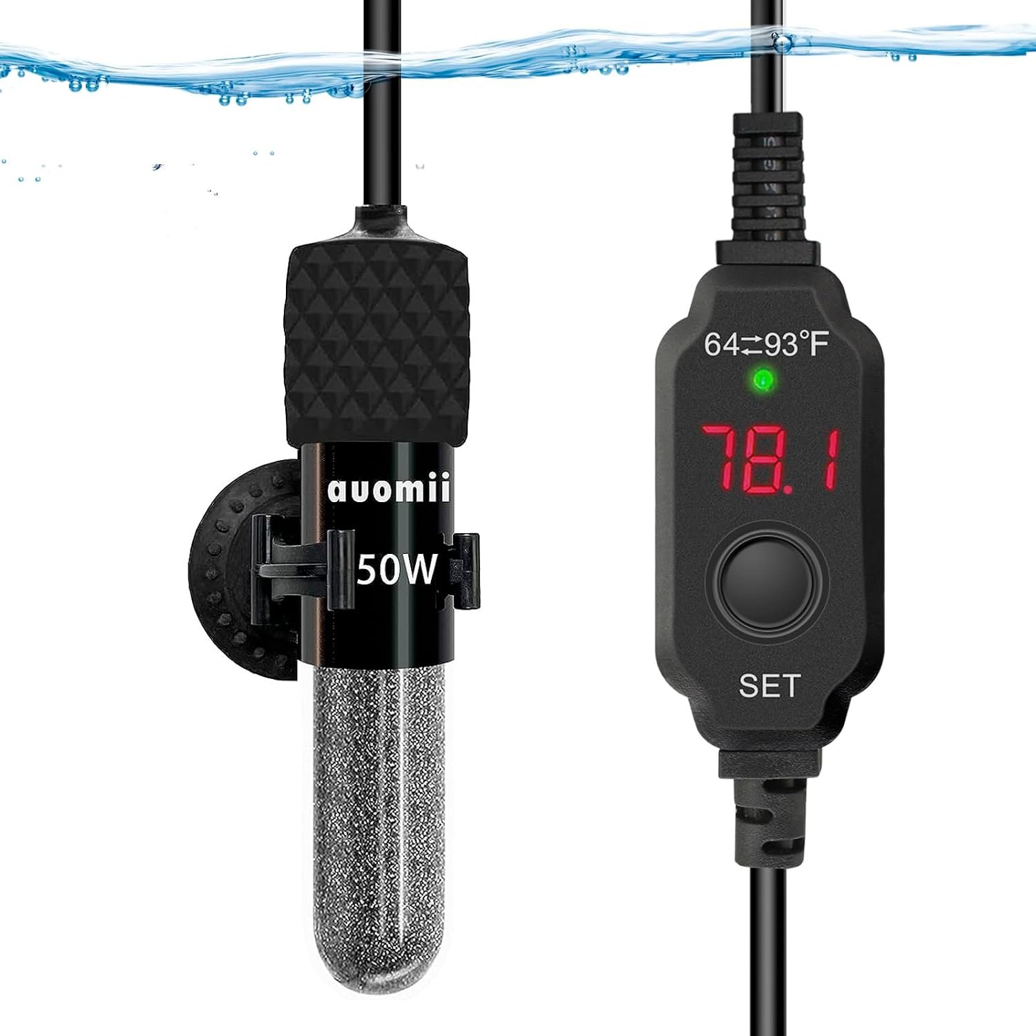 50W Mini Submersible Aquarium Heater Adjustable Fish Tank Heater