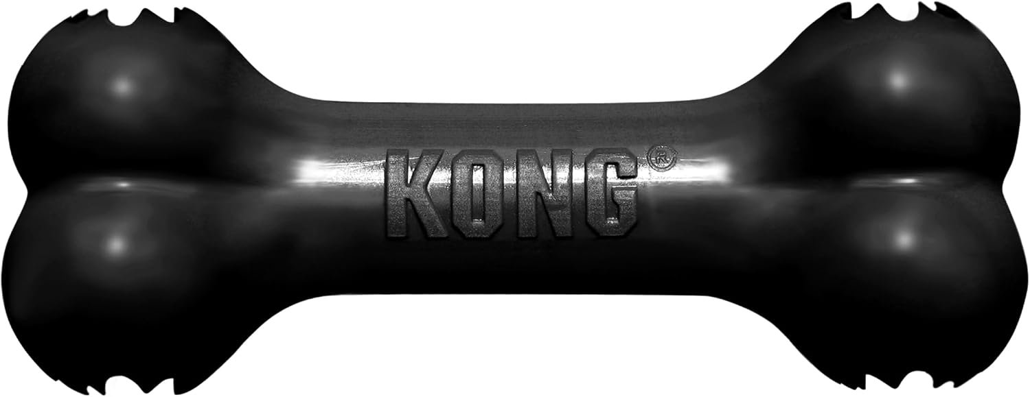 KONG Extreme Goodie Bone, Durable Natural Rubber, Black, for Medium Dogs