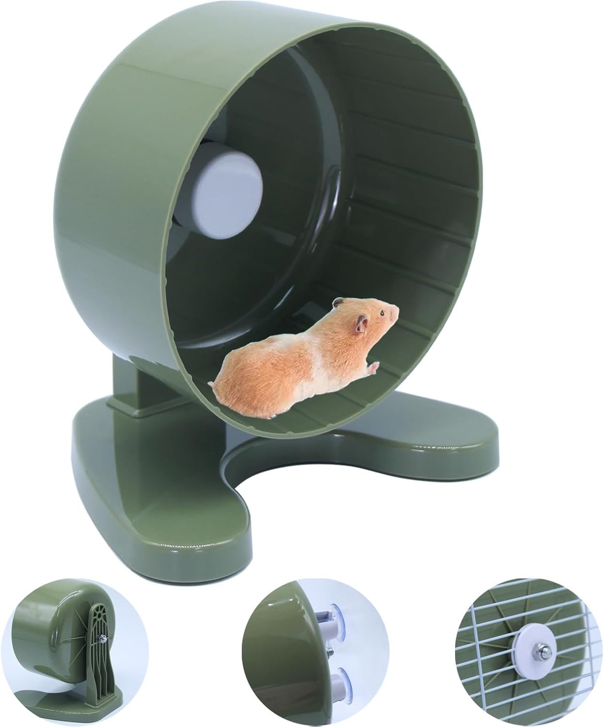 Hamster Wheel, 6.5″ Super-Silent Exercise Wheels, Dual-Bearings Quiet Spinner Running Wheels, 3 Installation Methods, Fits Any Hamster Cage, Hamsters Toy for Dwarf Hamsters, Gerbils, and Small Pets.