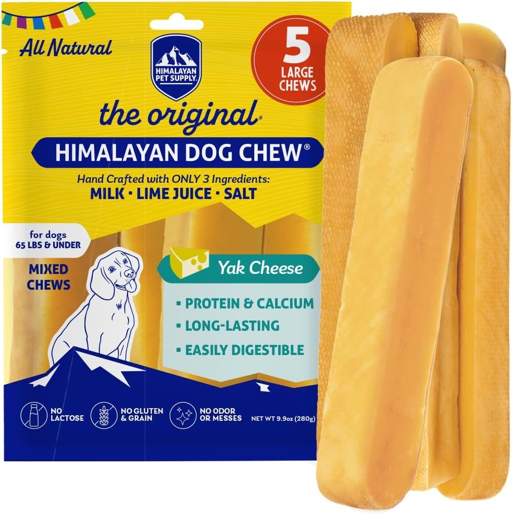 Himalayan Dog Chew, The Original Yak Cheese Dog Chews, 5 Large/XL Yak Chews