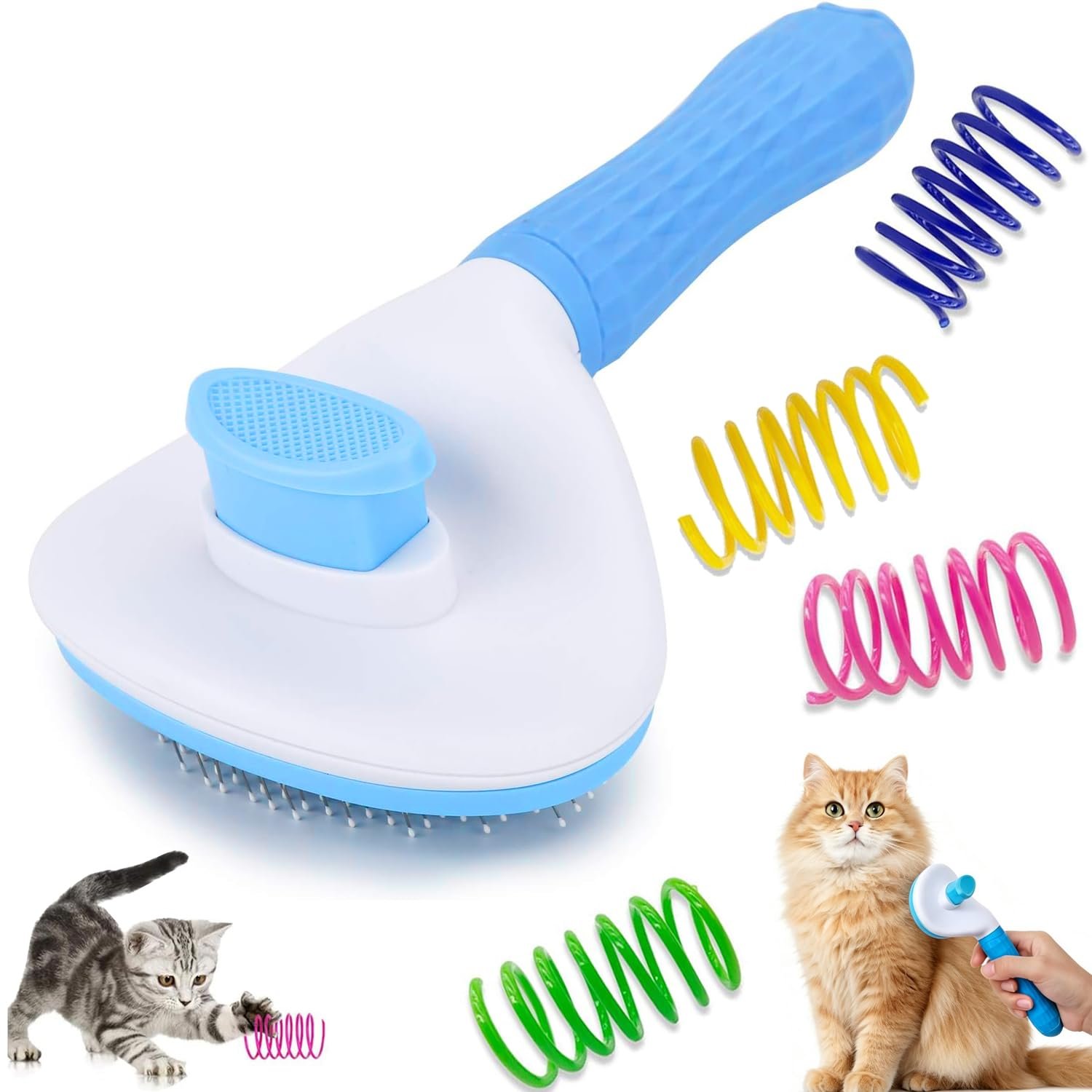 Cat Hair Brush, Self Cleaning Slicker Brush Cat Brush for Shedding Dog Grooming Brushes for Short and Long Haired Cats Rabbits Easy to Remove Loose Undercoat Pet Massaging Tool