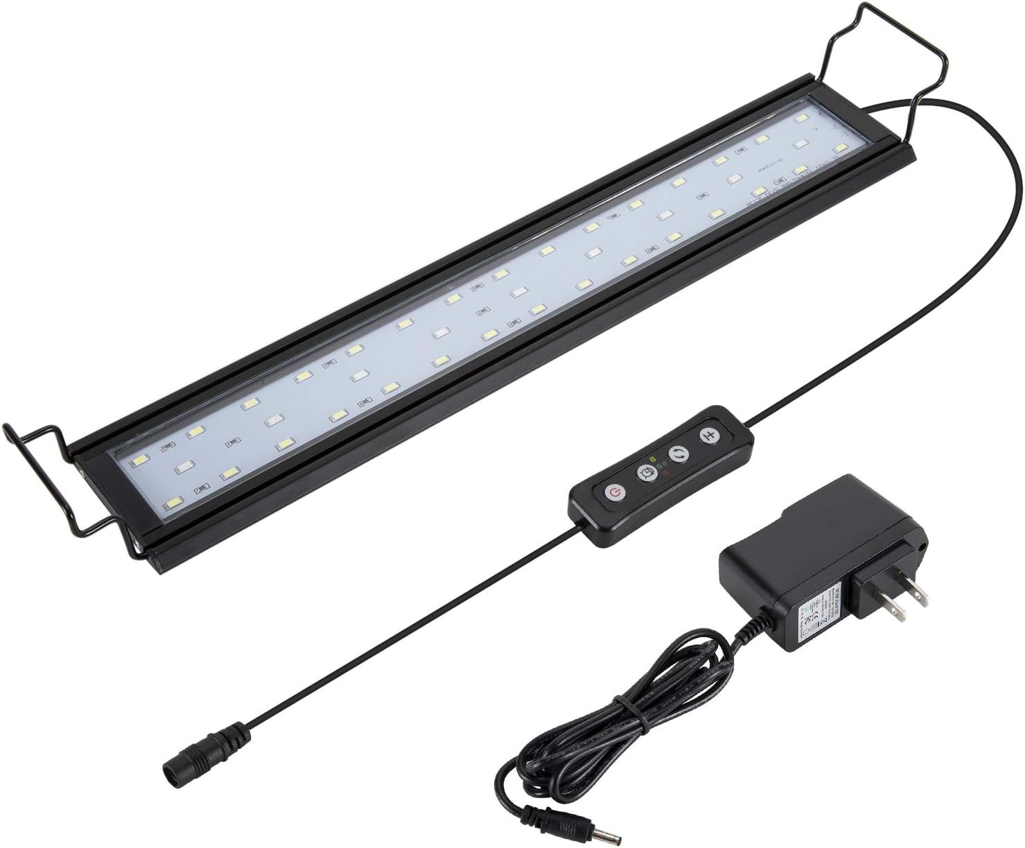 hygger 14W Full Spectrum Aquarium Light with Aluminum Alloy Shell Extendable Brackets, White Blue Red LEDs, External Controller, for Freshwater Fish Tank (18-24 inch)