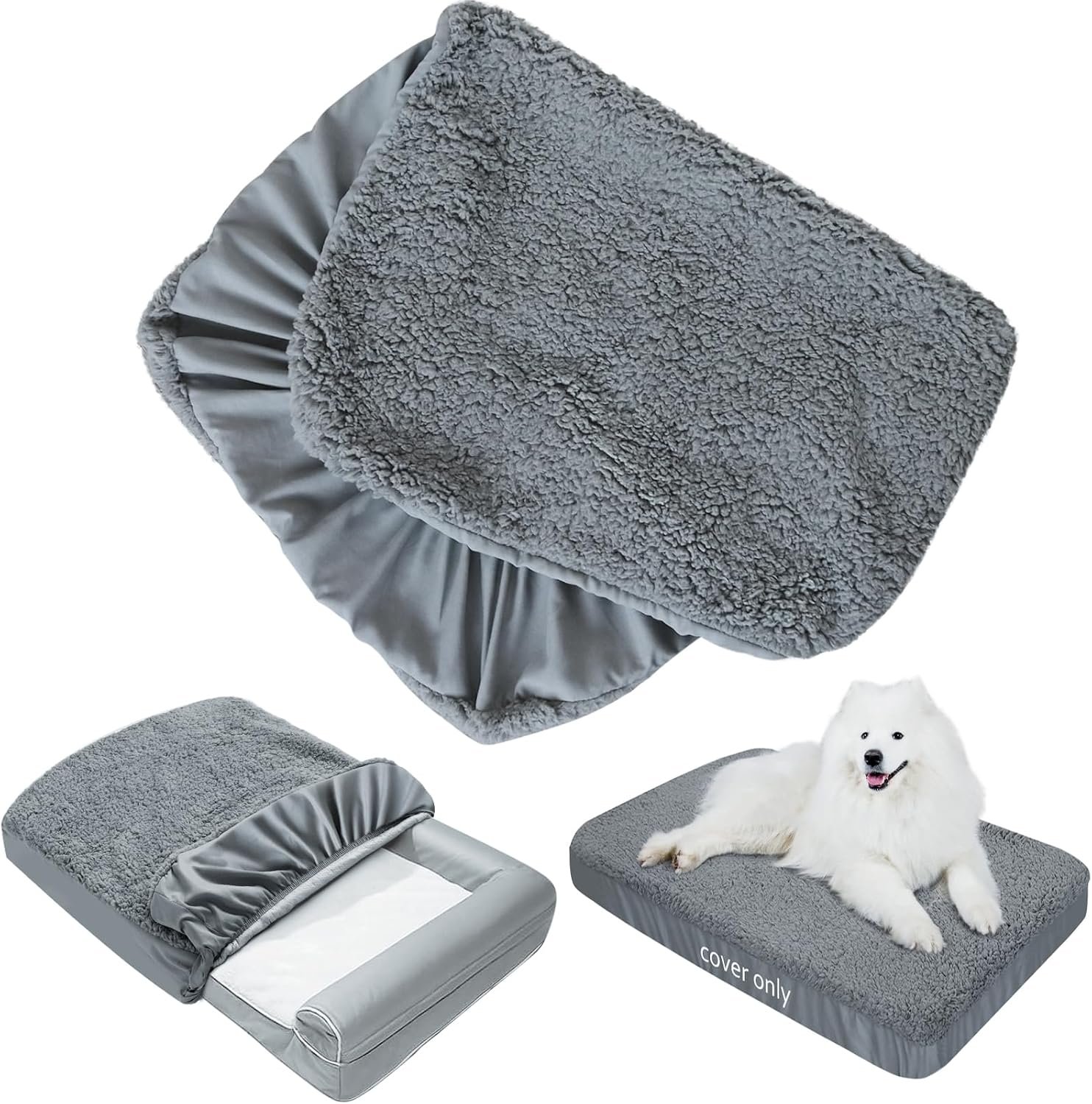 Dog Bed Covers Soft Plush Replacement Washable, 36×27 Inches, Cover Only