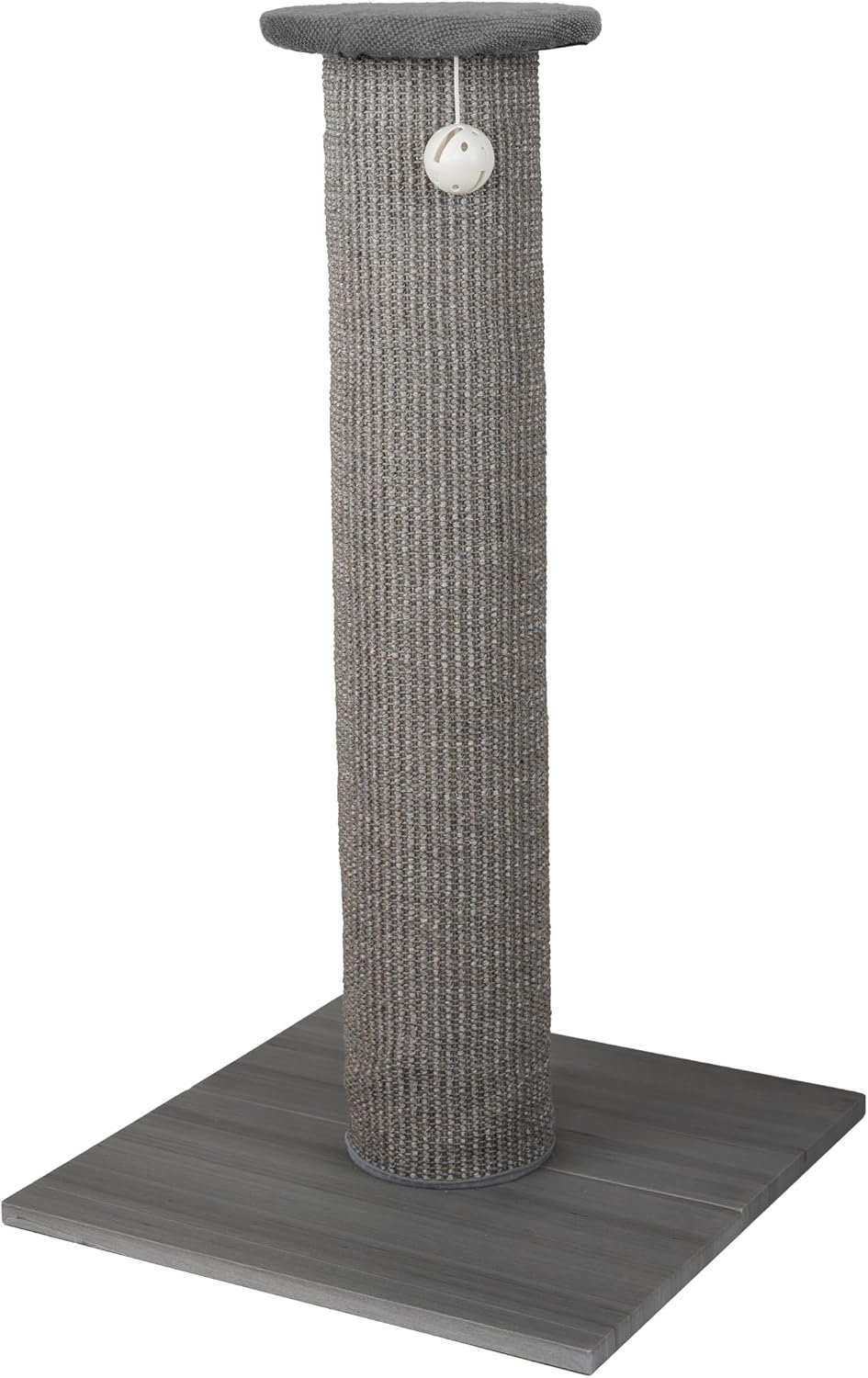 Kitty City Tall Sisal Cat Scratching Post, 32” Durable Scratcher with Sturdy Base & Hanging Jingle Toy, Easy Assembly, Furniture Protection for Indoor Cats – Gray