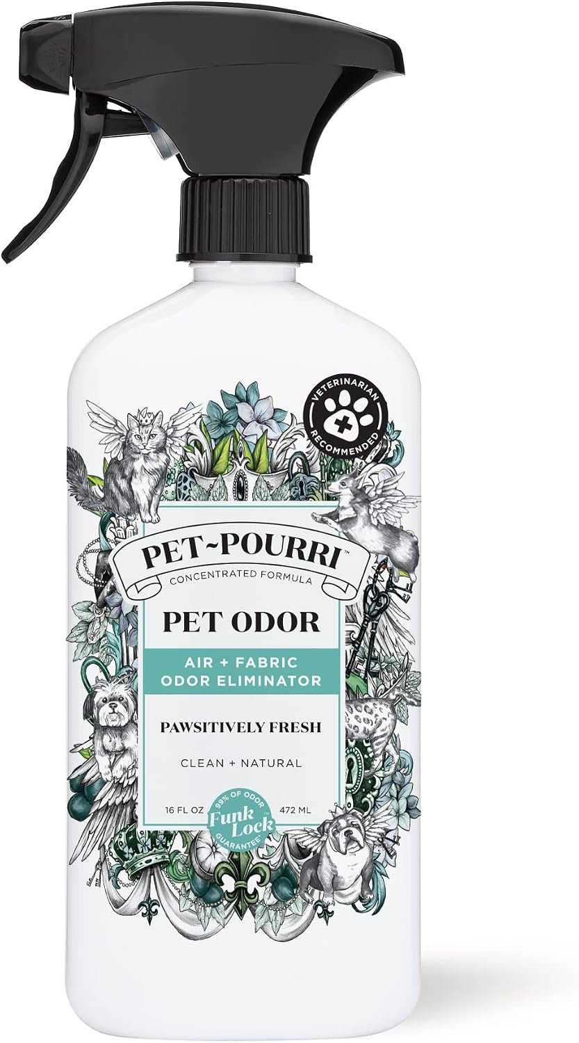 Pet-Pourri Air+Fabric Pet Odor Deodorizer Spray, Pawsitively Fresh 16 Fl Oz