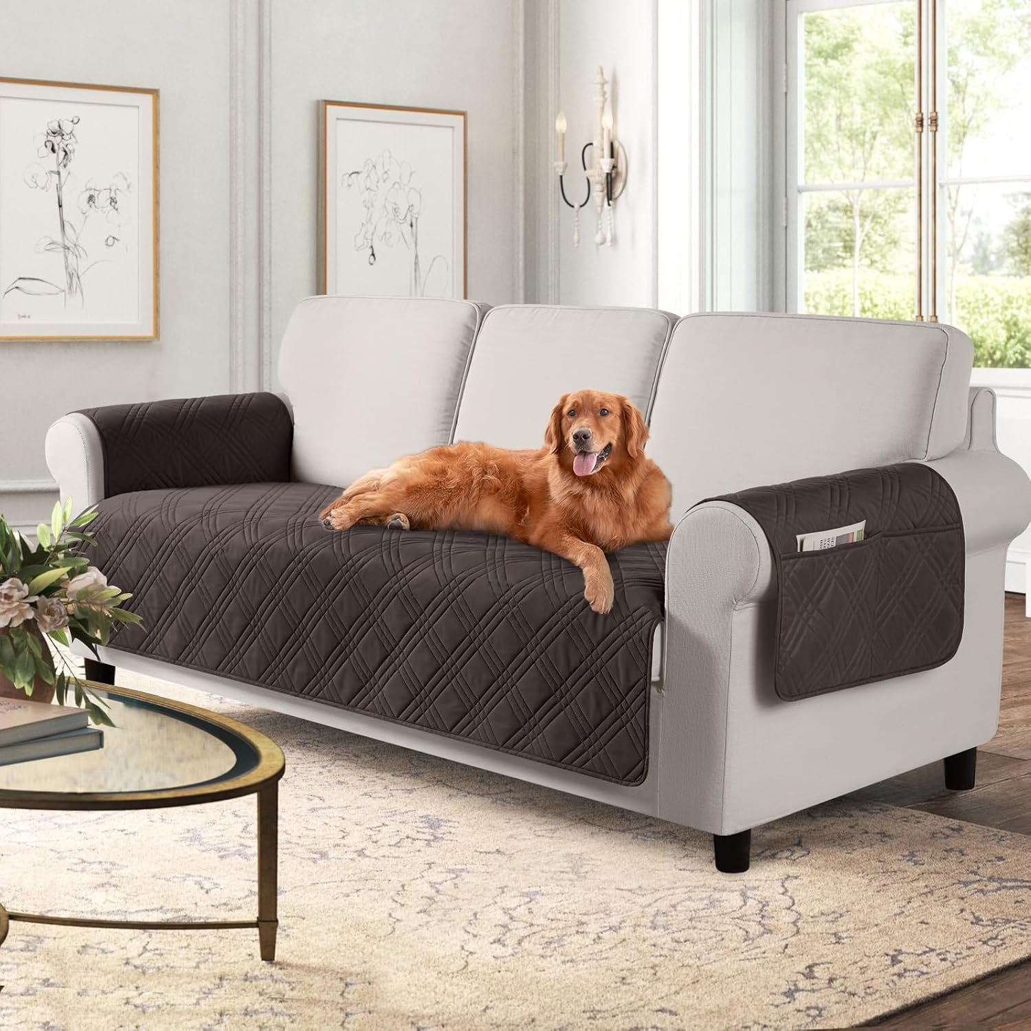 TAOCOCO Waterproof Couch Covers for Dogs, Non Slip Pet Sofa Cover, 3 Seater