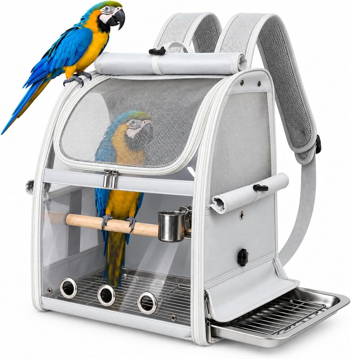 Bird Backpack Carrier,Stainless Steel Mesh Bird Cage of Small Parrot