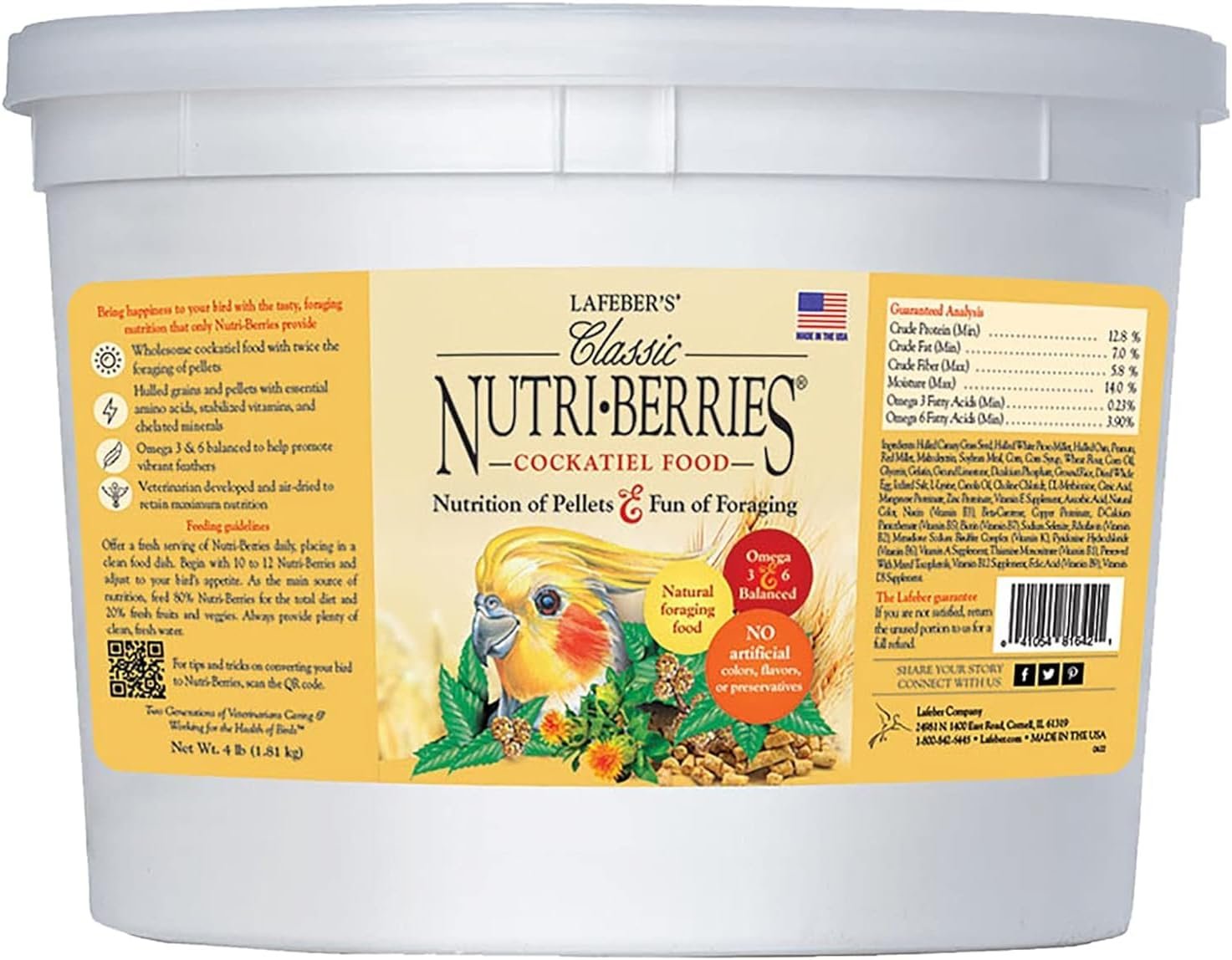 LAFEBER’S Classic Nutri-Berries for Cockatiels (4 lb)