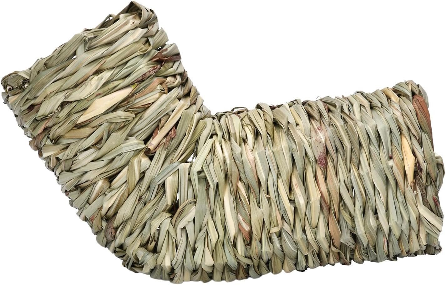 Hamster Grass Tunnel Hideaway, 13 x 3.5 in Reed Straw Tube Nest for Chinchilla, Hedgehog, Gerbil, and Ferret Cage Accessories